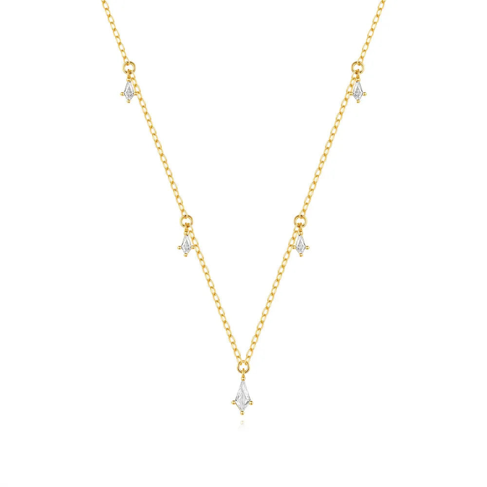 Stacked Luxury Zircon Kite Pendant Fashion Silver Necklace
