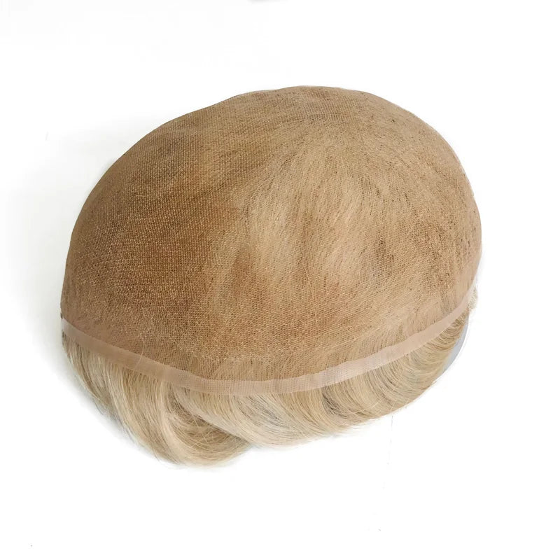 Natural Human Hair Full Transparent Swiss Lace Blonde Remy Hair Men Toupee MegaBDM
