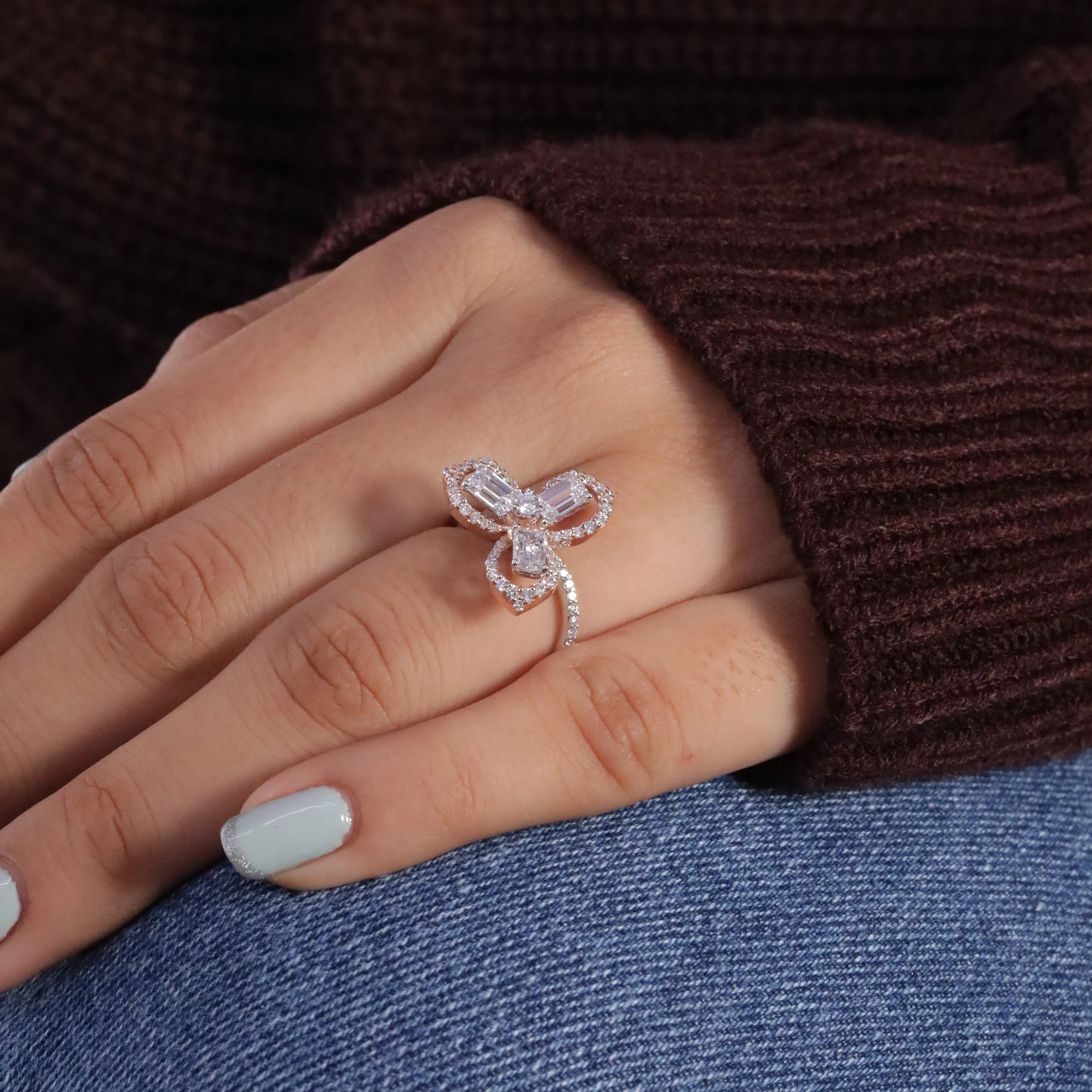 Adjustable Diamond Ring Top Selling Diamond Jewelry with Pearl Main Stone for Weddings Engagements IGI Certified Diamond Ring