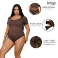 Seamless Short-Sleeve Square-Neck Slim-Fit Waist-Slimming Shapewear Bodysuit