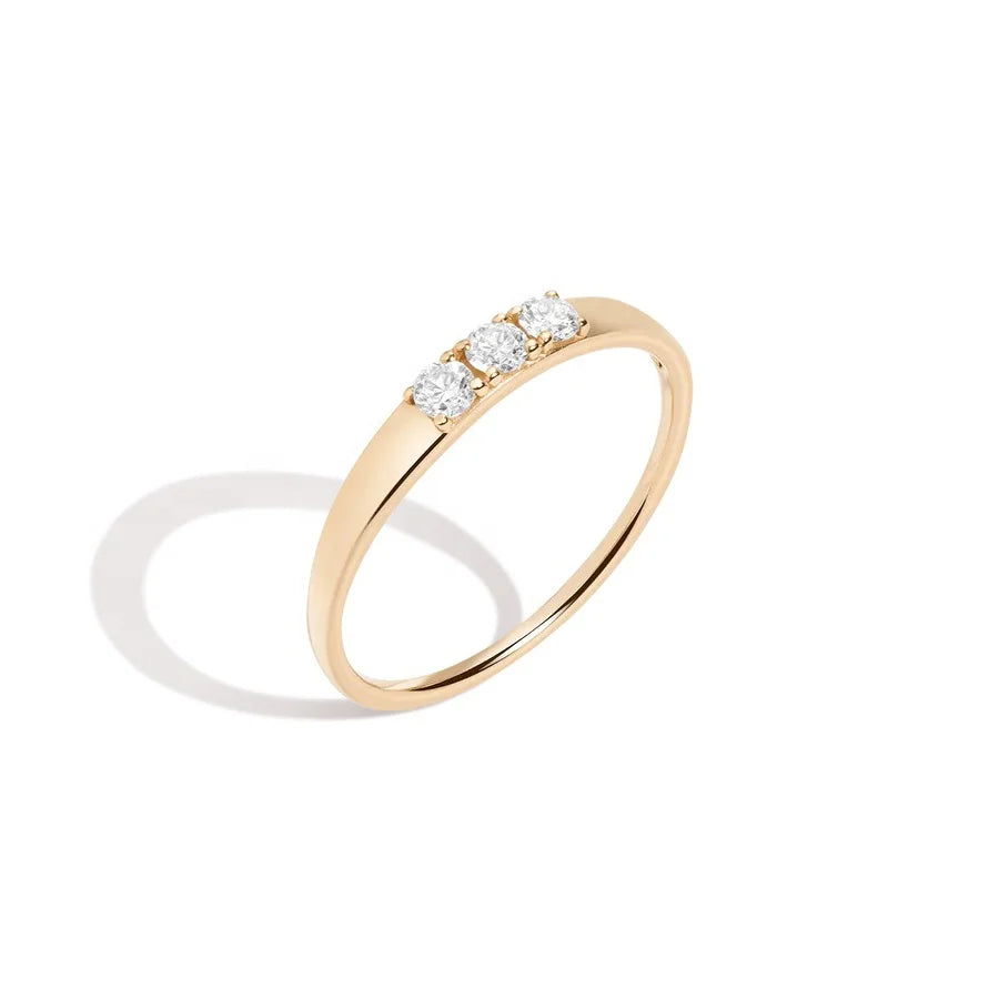 LOZRUNVE Silver 925 Jewelry Wholesale Gold Elegant Triple Diamond Zircon Stacker Ring