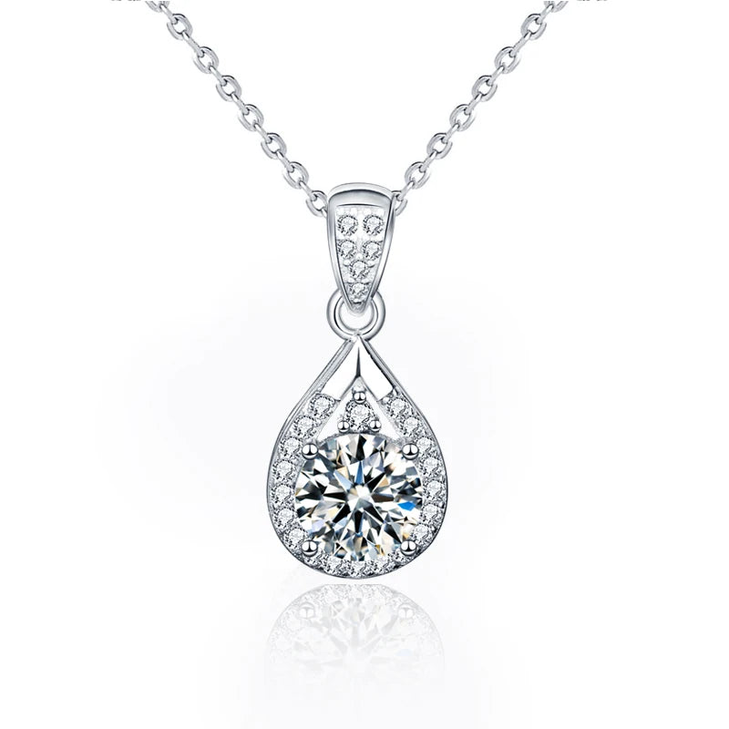 XMZ031 925 Sterling Silver Luxury Zircon Diamond Designer Necklaces Water Drop Moissanite Pendant Necklace Women Fine Jewelry