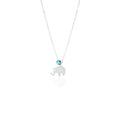 925 Sterling Silver Fine Pendant Necklace with Blue Agate Stone Elephant DSalk1016 Turkey