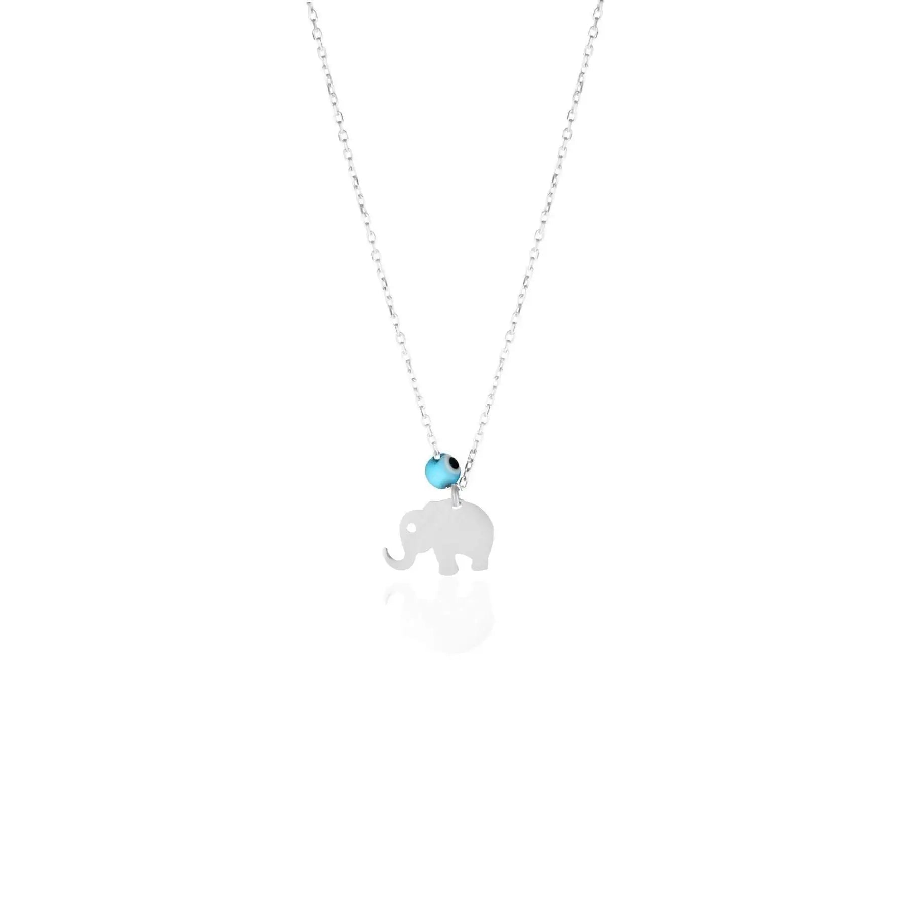 925 Sterling Silver Fine Pendant Necklace with Blue Agate Stone Elephant DSalk1016 Turkey