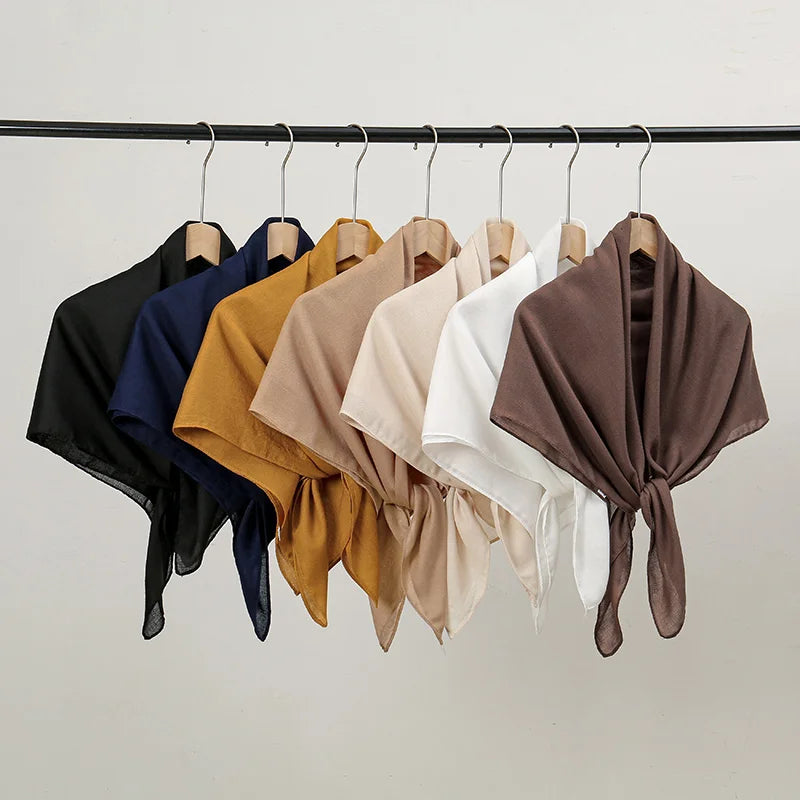 Fashion Simple Headscarf Middle East Hijab Scarf for Malaysia Saudi Dubai Cover Solid Square Scarf Hijab