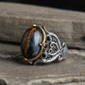 Azuris VALKH1477 Hot Sales Turkey 925 Sterling Silver Men's Ring Ottoman Style Natural Black Stone Fashionable Stylish