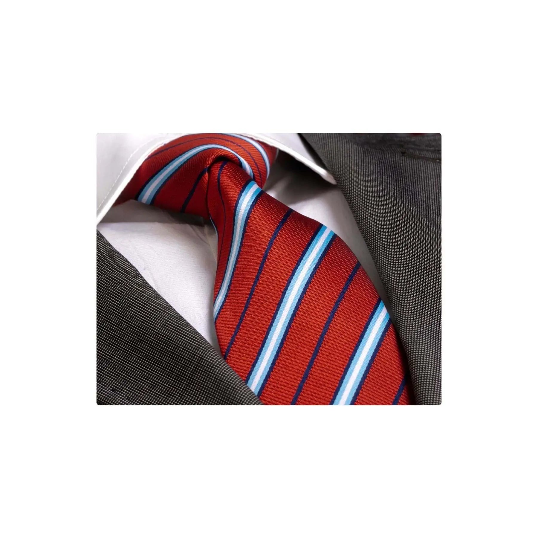 Red White Blue Striped Jacquard Tie