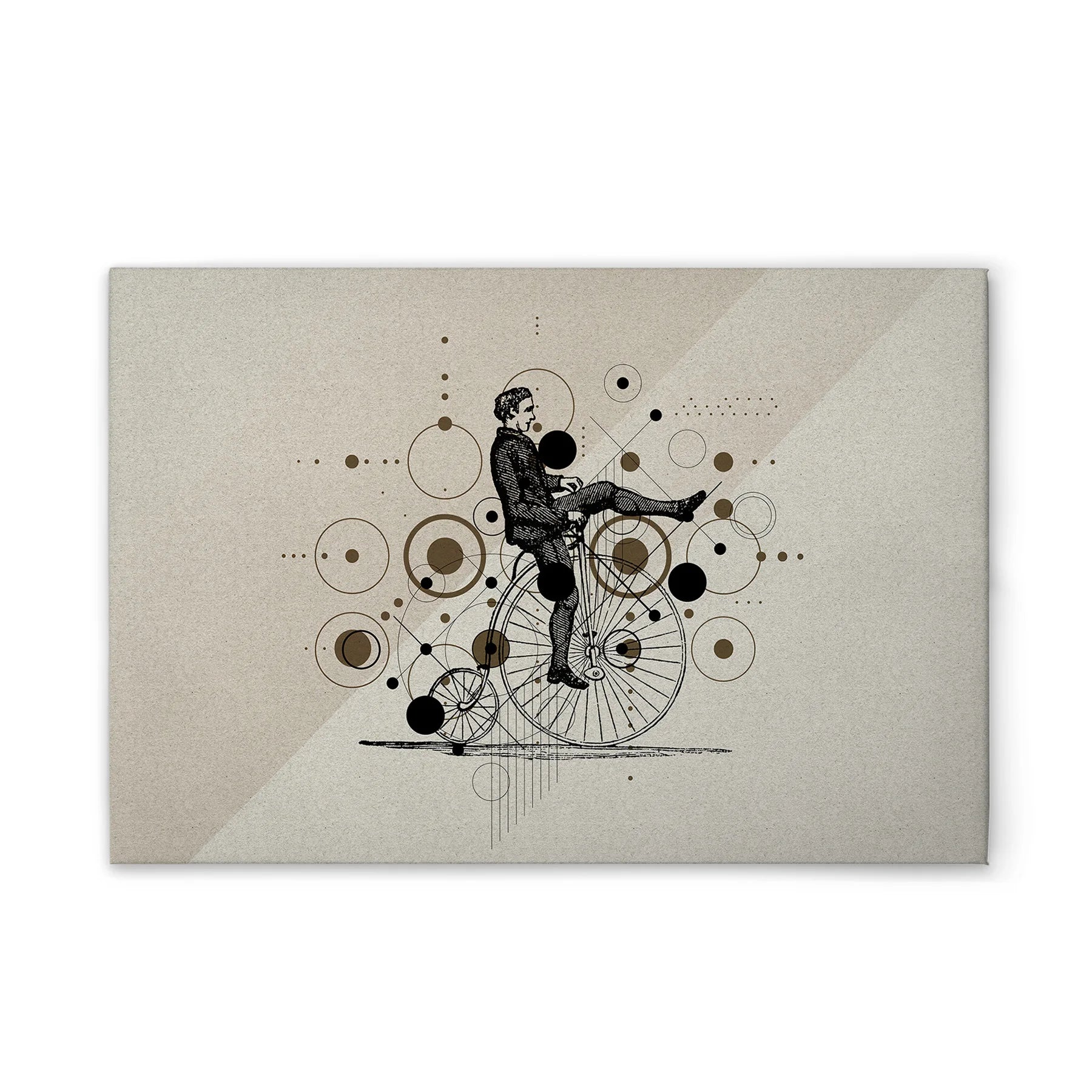 Made In Germany - Home Decor Canvas Picture Retro Bicycle - Wall Mural In Beige And Brown - Canvas Picture On Stretcher Frame