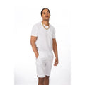 Imperio Shop Men's Navy Blue Linen Lightweight Round Neck Crossover T-Shirt Set S Size Breathable Summer Casual Y5385