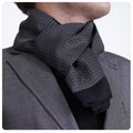 Exve Exclusive Elegant Double-Sided Jacquard Woven Black Silver Square Pattern Scarf Hat & Glove Sets Turkey