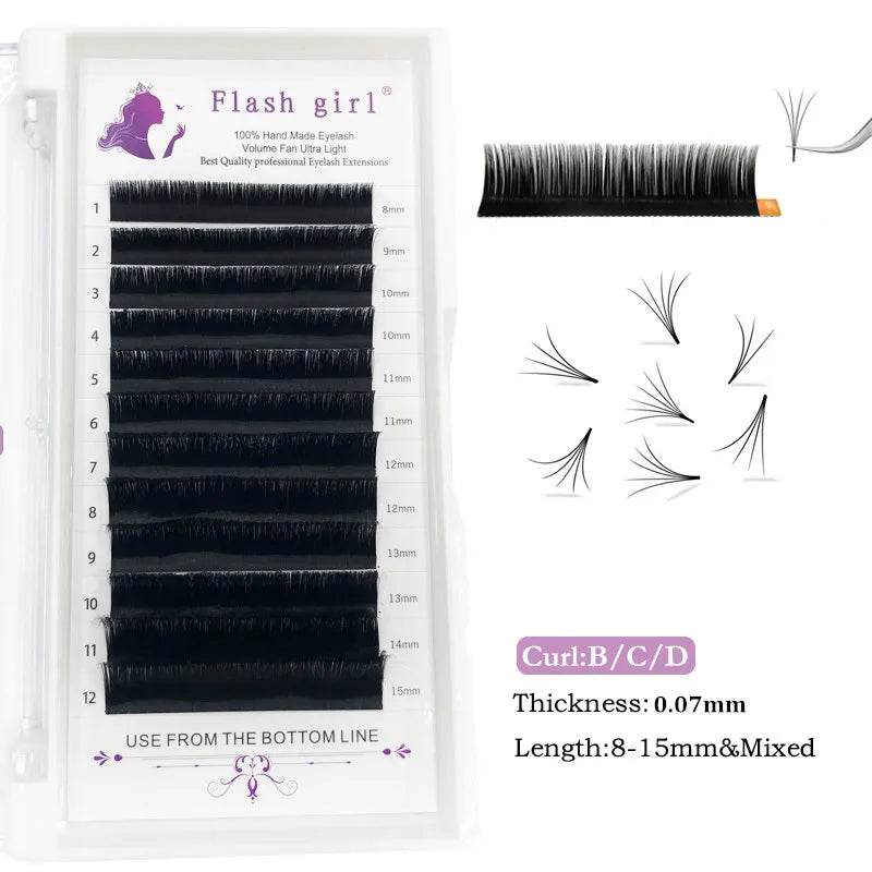 Low Price Sales Flash Girl 0.07mm Auto Flowering Eyelash Extensions Silky Eyelashes Premade Fan Eyelash Extension BCD