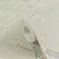 Made in Germany Modern Design Floral Green White Metallic Non Woven Vinyl Wallpaper Rolls for Living Room & Kitchen 1005x053m