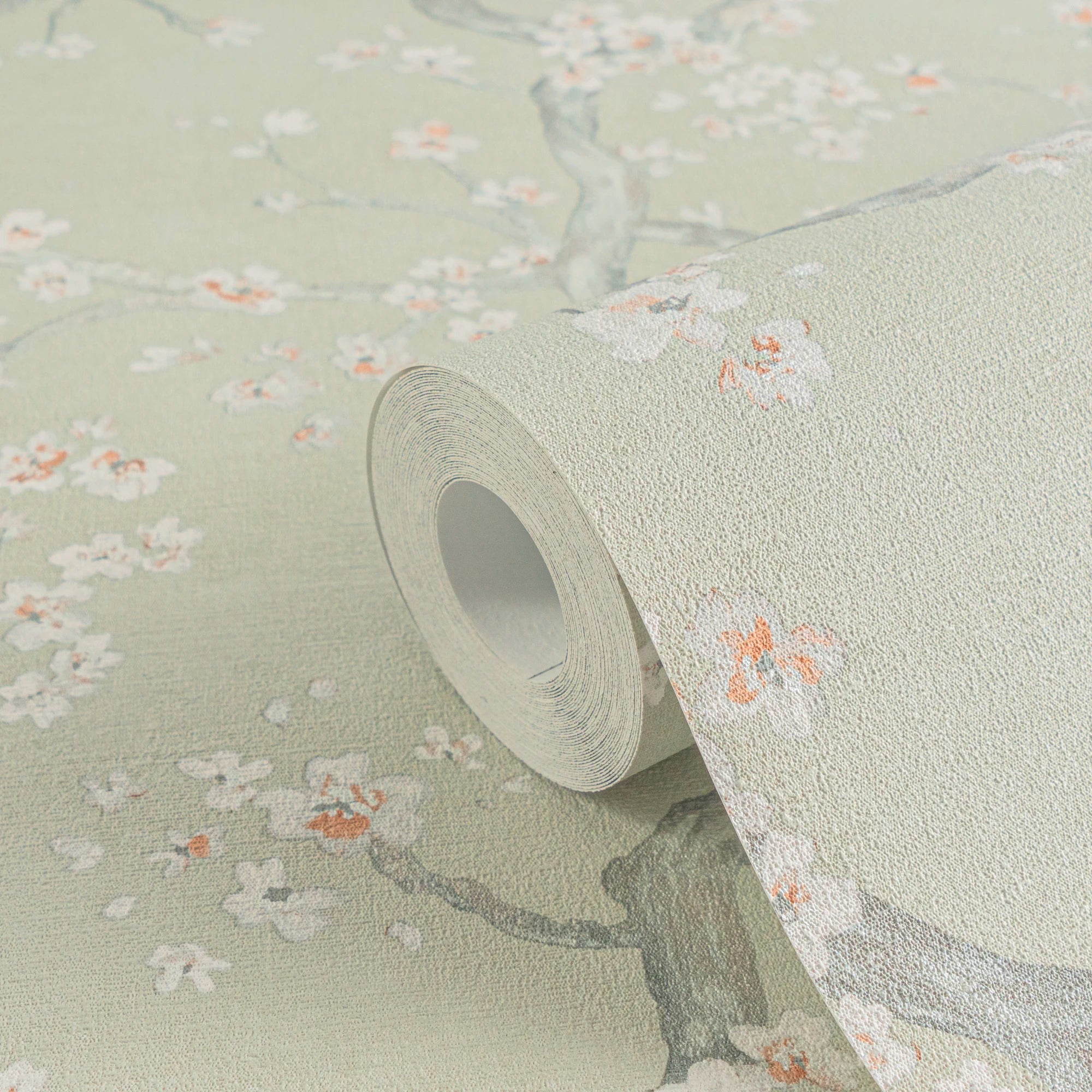 Made in Germany Modern Design Floral Green White Metallic Non Woven Vinyl Wallpaper Rolls for Living Room & Kitchen 1005x053m