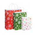 Eco Friendly Kraft Gift Bags with Handles in Red and Green for Holiday Parties and Retail Use Assorted Sizes