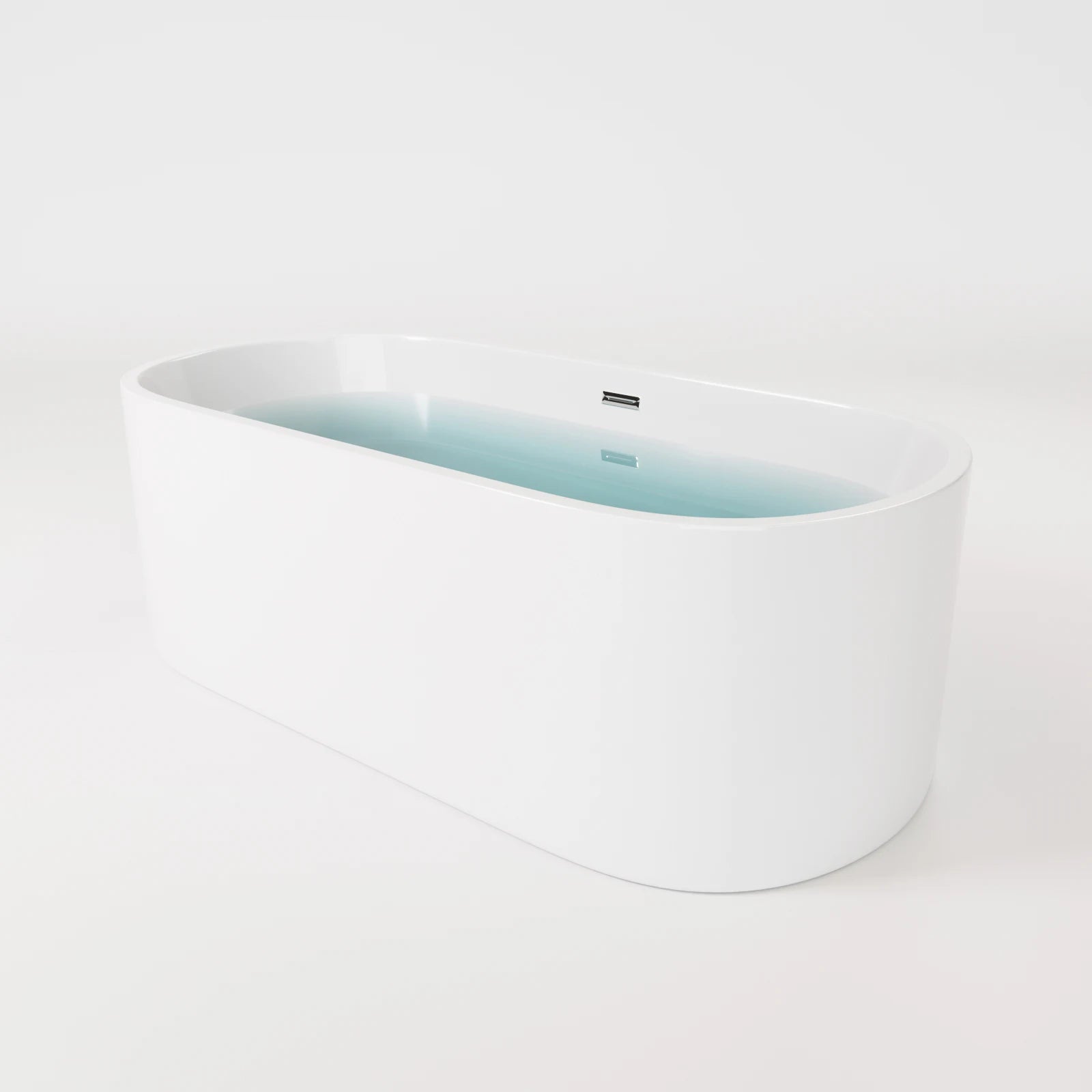 LACONCIA Modern Acrylic + Fiberglass Freestanding Soaking Bath Tub with Center Drainer 1.7m Length 5+ Year Warranty for Bathroom