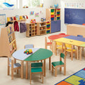 Montessori Rainbow Table and Chair Set for Preschool Kindergarten Daycare Kids Classroom Furniture with Wooden Storage Cabinet
