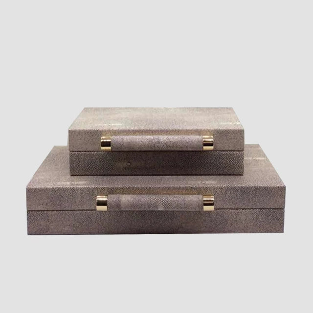 Custom Logo Modern Luxury Brown Snakeskin Leather Jewelry Box Organizer Big Ring Earring Storage Gift Case Rectangle Carton