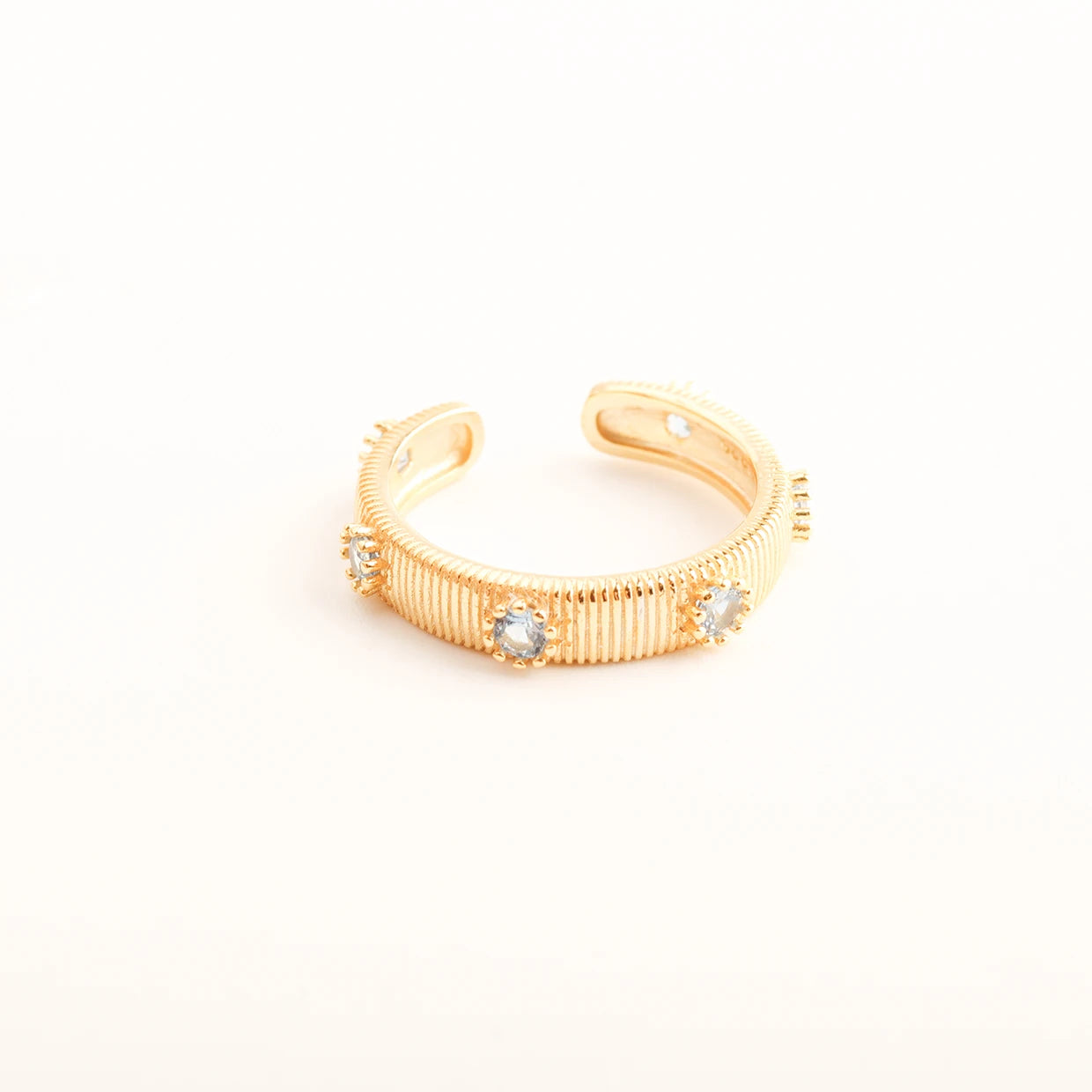 Factory Price Fashionable Silver Jewelry Custom Simple Ladies Gold Plated Ring Crystal Diamond Half-open Rings Women