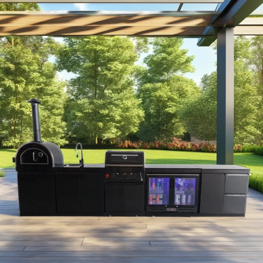 Durable Rust-Resistant Stainless Steel Outdoor Kitchen Island Grill Fridge Modern Premium Pizza Oven Charcoal Grill for Garden