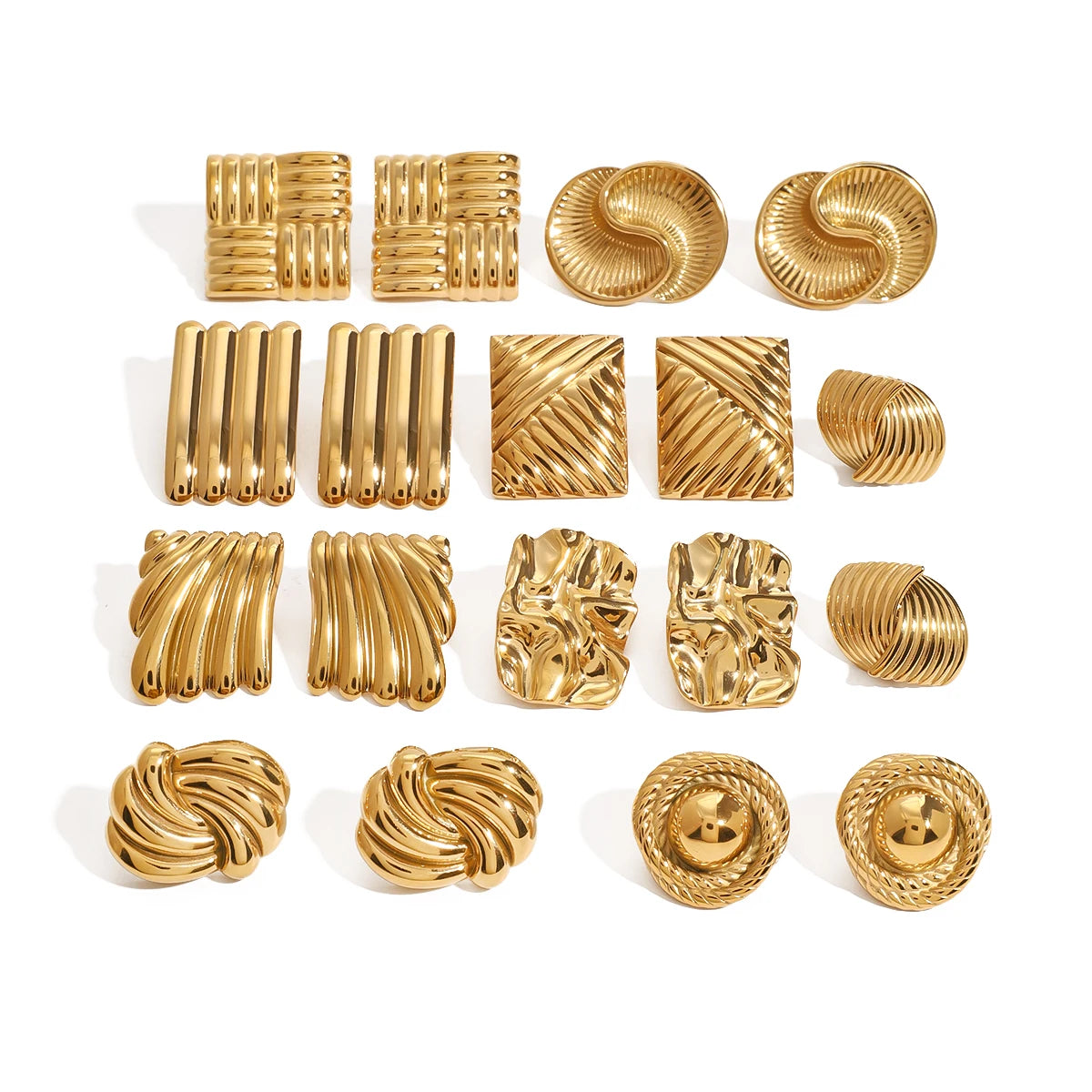 Irregular Lava Rectangle Drop Earring 18K PVD Gold Plated Stainless Steel Chunky Geometric Earrings for Woman and Gift MegaBDM