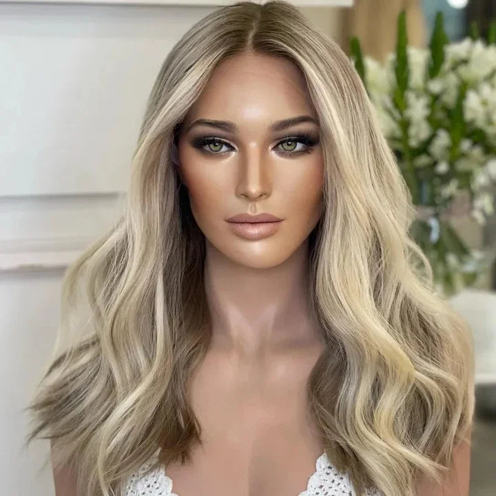 Factory Sale Ash Blonde Human Hair Lace Front Wig 13x6 Blonde Mix Brown HD Lace Glueless Wig for Women Daily Use Vendors