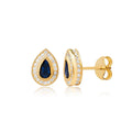 925 Sterling Silver CZ Sapphire Stone Pear Design Stud Earrings