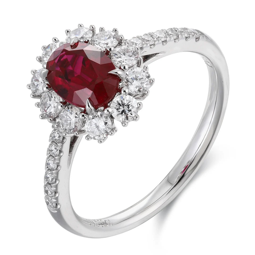 Custom-Size GRA Lab Grown Ruby Engagement Rings PT950 Platinum Wedding Band Women's Anniversary Jewelry Gift Idea