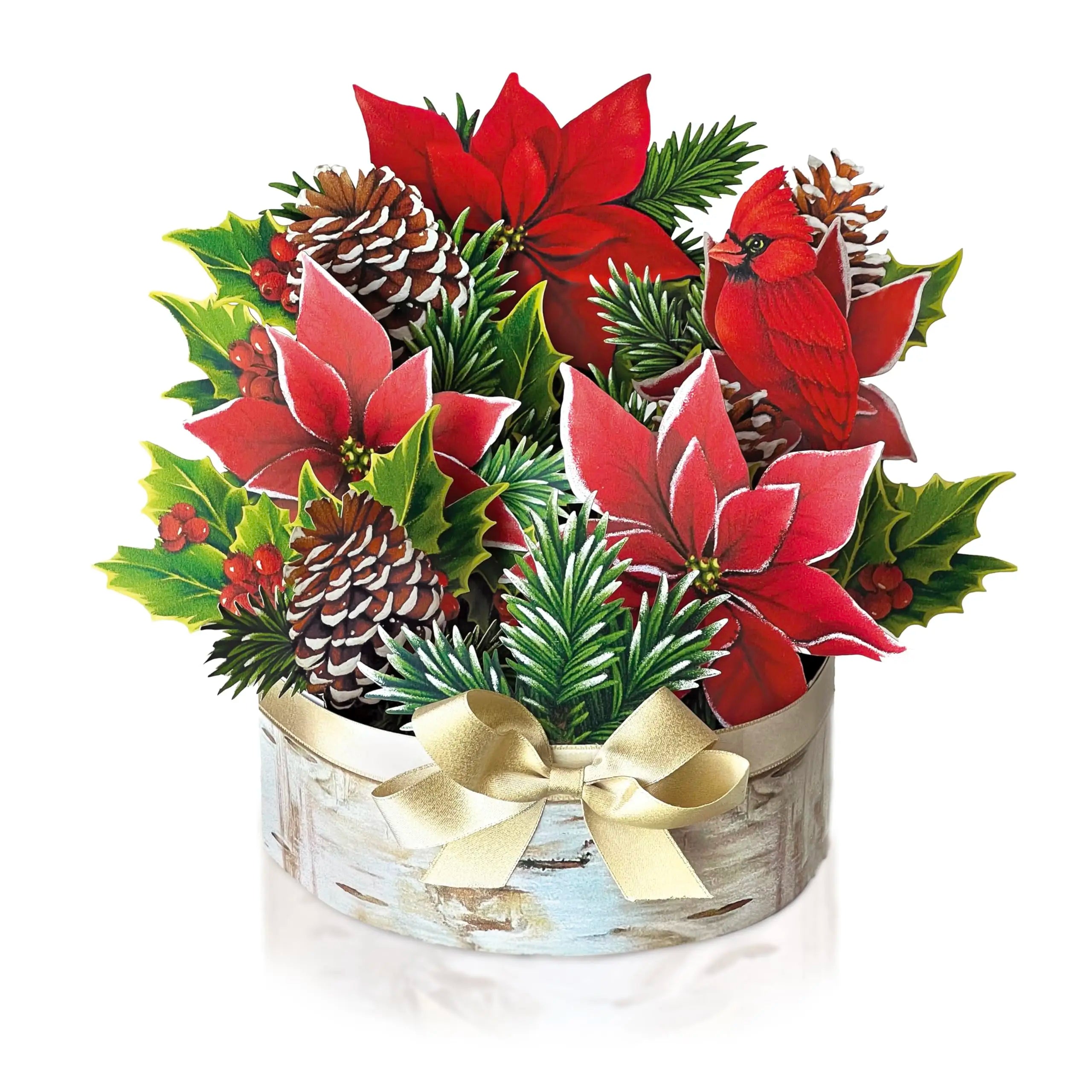 Pop up Cards Birch Poinsettia Life Sized Forever Flower Bouquet 3D Popup Greeting Cards