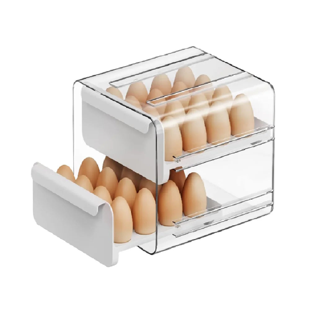 2 Layer Egg Drawer Space-saving Eggs Storage Tray PET&PP Egg Container Fresh Storage Box Fridge Organizers and Storage