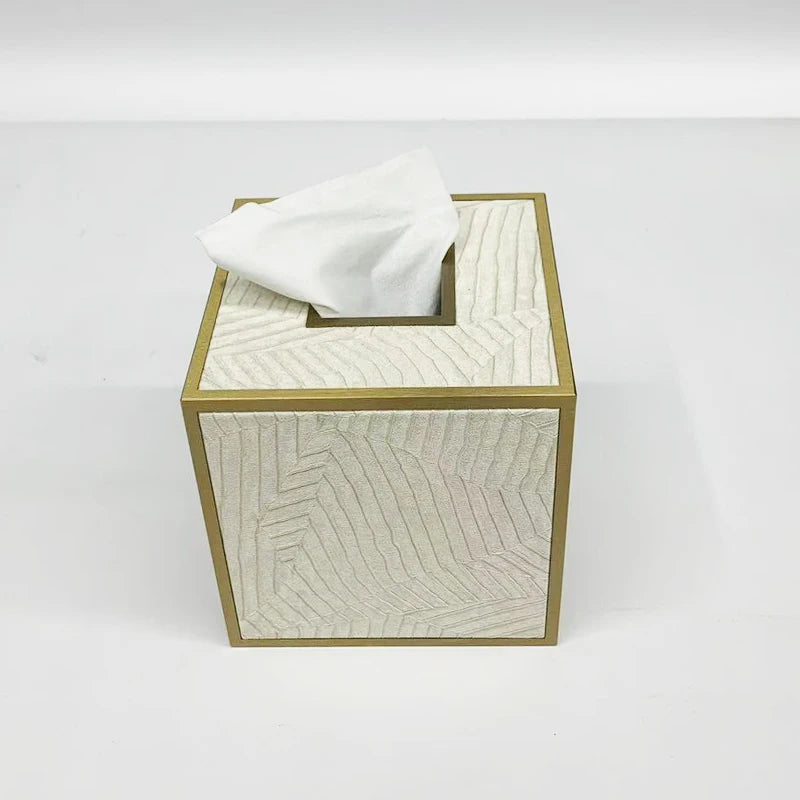 Custom Nordic Facial Tissue Dispenser Box White Silver Gold Wooden Leather Car Holder for Hotel Carton Packing