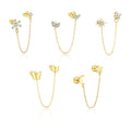 Trendy 925 Sterling Silver Statement Jewelry Zircon Butterfly Star Moon Dangle Drop Chain Tassel Stud Earrings