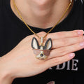 Hip Hop Cubic Zirconia Iced Out Brass Gold Plated Personality Cool Dog with Sunglasses Pendant Necklaces Men Boys Rapper Jewelry