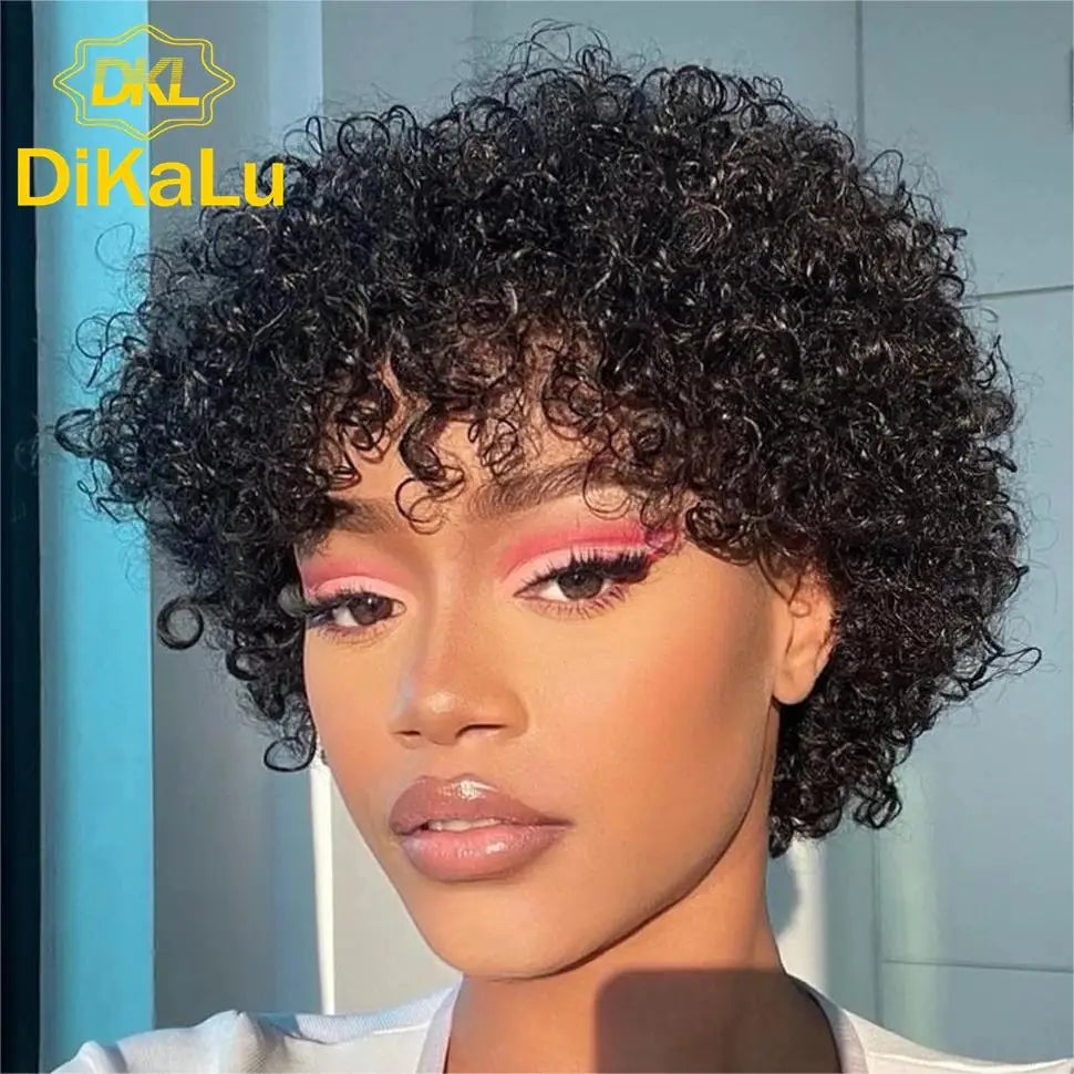 For Cut Short Bob Curly Brazilian Virgin Remy Human Hair for Lace Transparent Wig Cheap High Quality Water Deep Wave Black