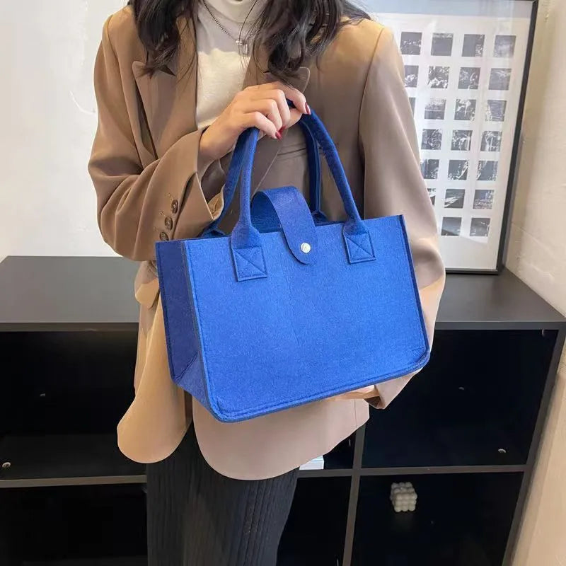 MU Dark Blue Felt Bag Customized Gift Bags Handbag Grocery Premium Reusable Felt Tote Shopping Bag