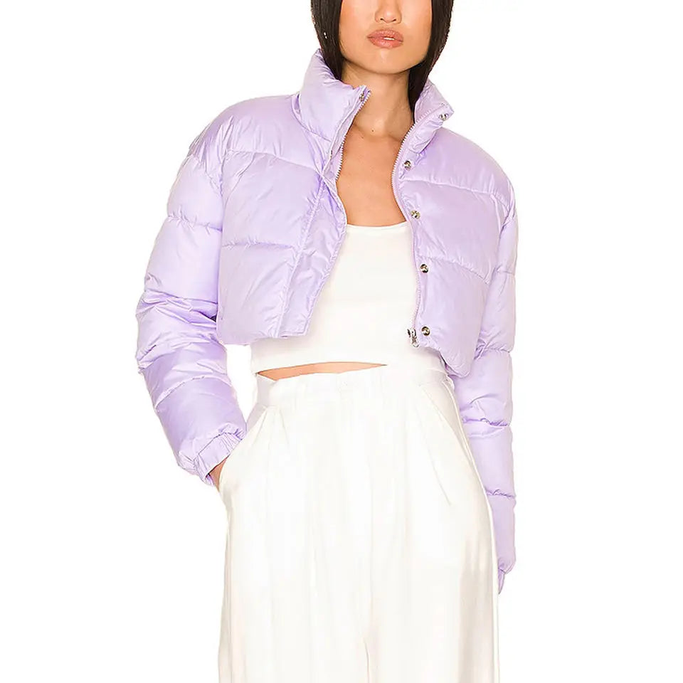 Full Sleeve Water Resistant Ladies Puffer Jacket Heat Transfer Printing Custom Logo Women Wear Breathable Puffer Jacket