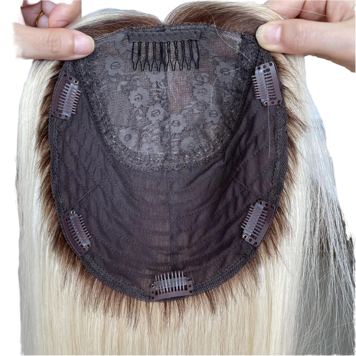 Hair Toppers for Women Real Human Hair Silk Base 100% Unprocessed European Virgin Hair Toupee Silk Top Wefted Back Hair Topper MegaBDM
