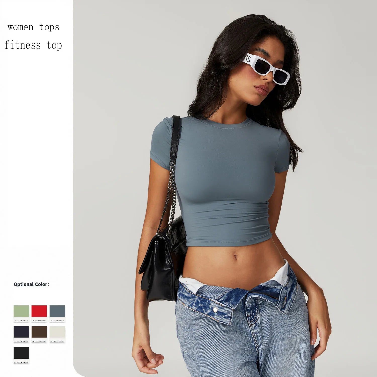 Casual Slim Fit Women Crop Top Quick Drying Fitness Top Yoga Clothes Running Pilates Short Sleeves Sports T-shirt