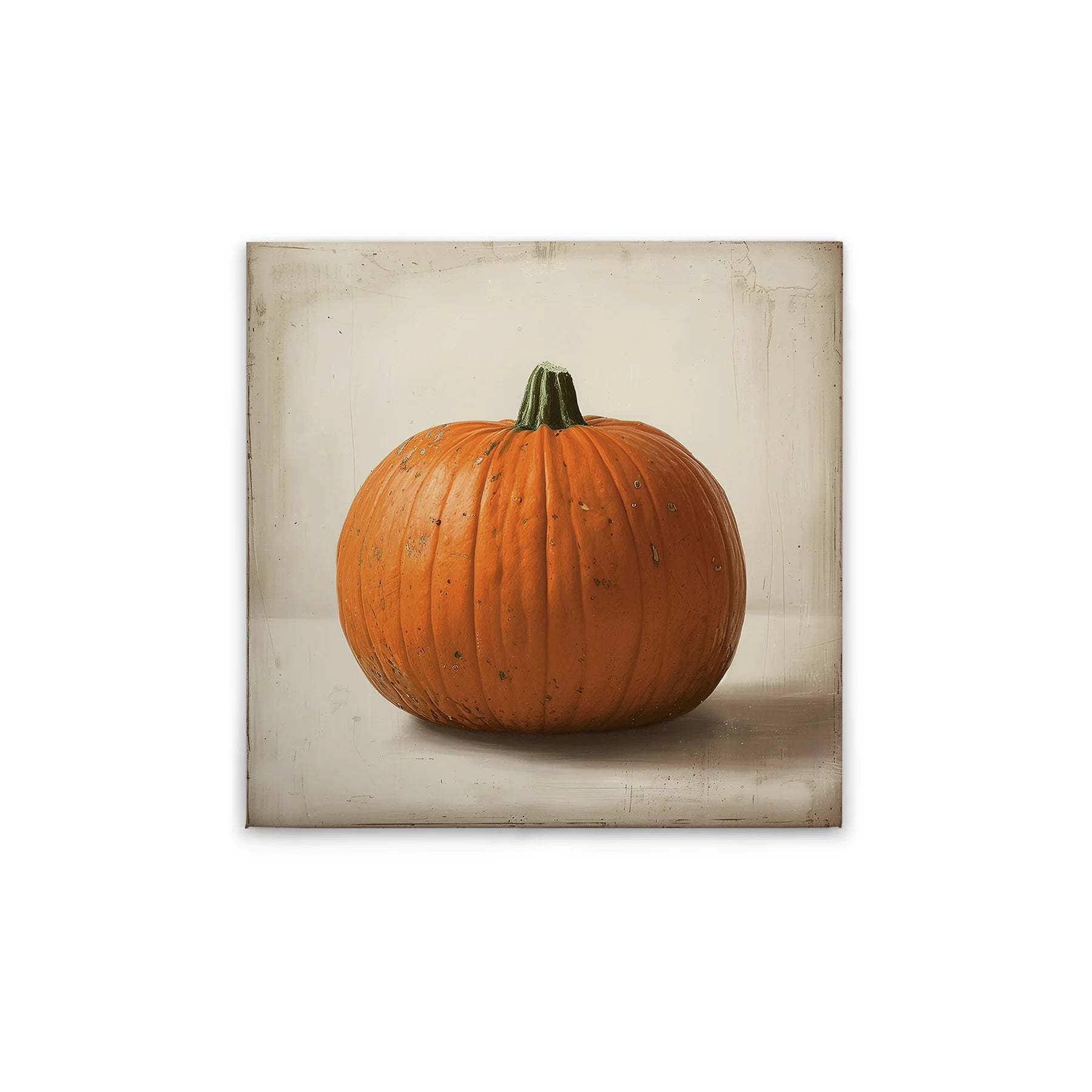 Modern Hanging Wooden Kitchen Motif Pumpkin Wall Mural Canvas on Stretcher Frame Art in Cream Beige for Wedding