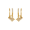 CCC Grade Cubic Zirconia 8-Point Star Dangle Earrings Hypoallergenic Stainless Steel Gift for Women