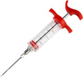 Meat Injector Plastic Kitchen Marinade Syringe with Stainless Steel Needle (Red/Black)