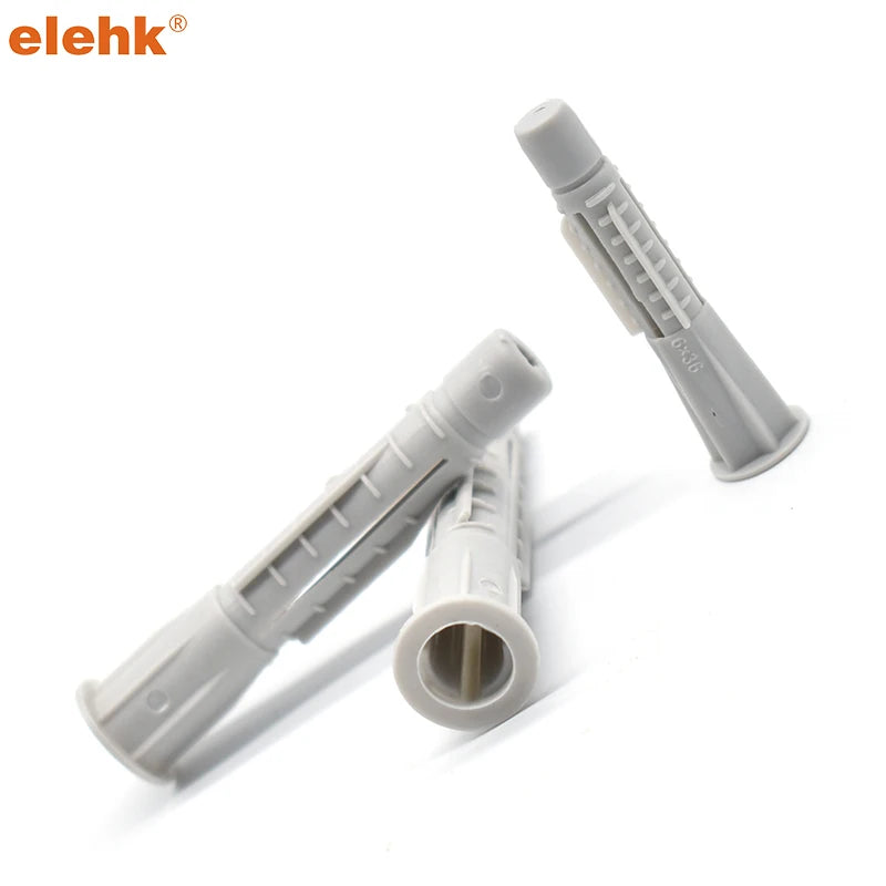 Elekh 8*50mm Grey/White Color Universal PA Multi-Purpose Plastic Wall Plug 500PCS/BAG