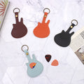 Portable Guitar Shaped Guitar Pick Pouch Waterproof PU Pick Holder With Key Ring Practical Musical Accessory for Guitar Players