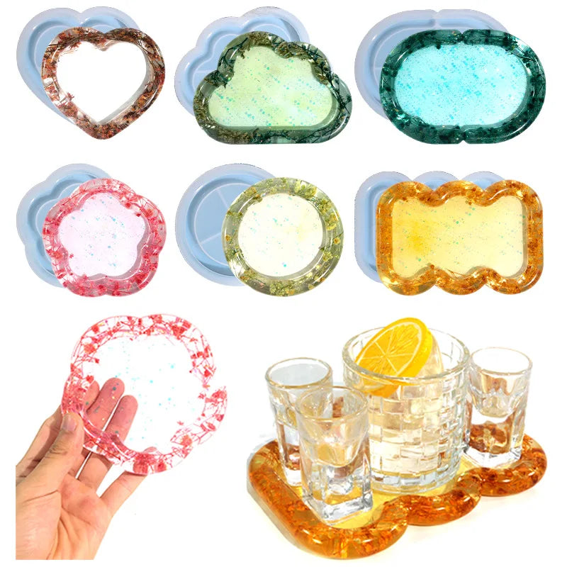 Crystal Drip Mold 6 Cloud love Storage Tray Silicone Mold for DIY Handmade