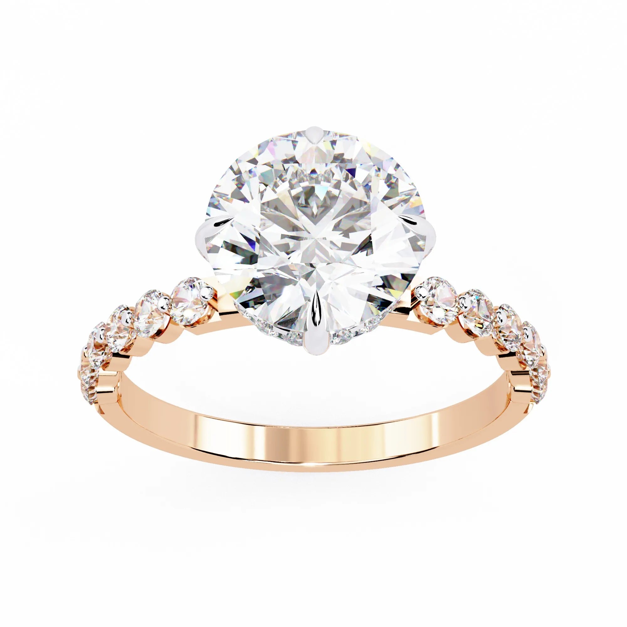 IGI Certified VVS Lab-Grown Zircon Custom Brilliant Cut Pave Yellow Gold Engagement Ring 10K 14K 18K Sterling Silver Party