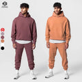 Wholesale Custom Printed Men's Heavyweight French Terry Pullover Track Suit Breathable Drop Shoulder Hoodie Rhinestone