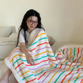 Accept Customized Multi-Purpose 100% Polyester Grey Blue Pink Printing Four Seasons Sofa Blanket