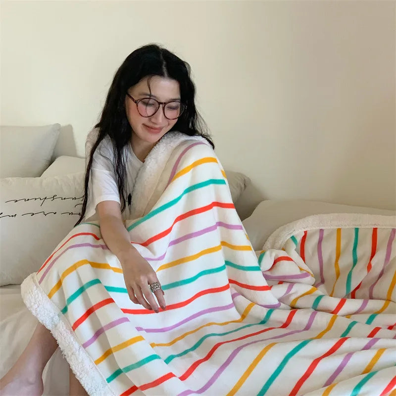 Accept Customized Multi-Purpose 100% Polyester Grey Blue Pink Printing Four Seasons Sofa Blanket