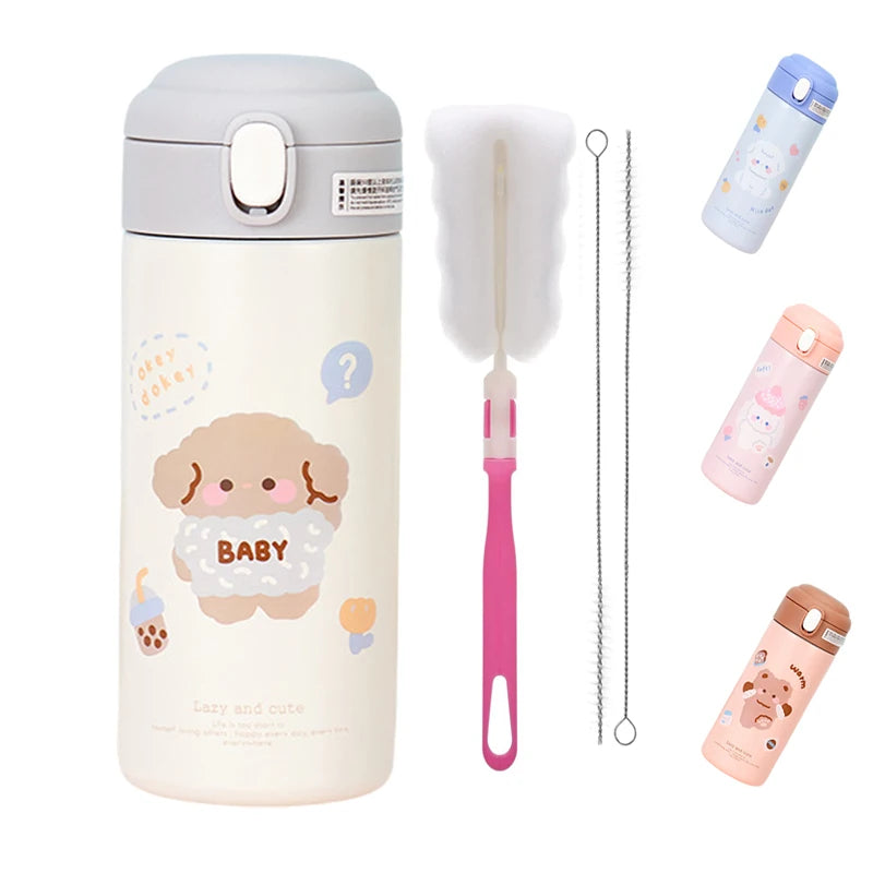 Large Capacity Children's Thermos Cup Funny Flask Stainless Steel Water Bottle for Kids With Straw Baby Cups Adult Kawaii Cups