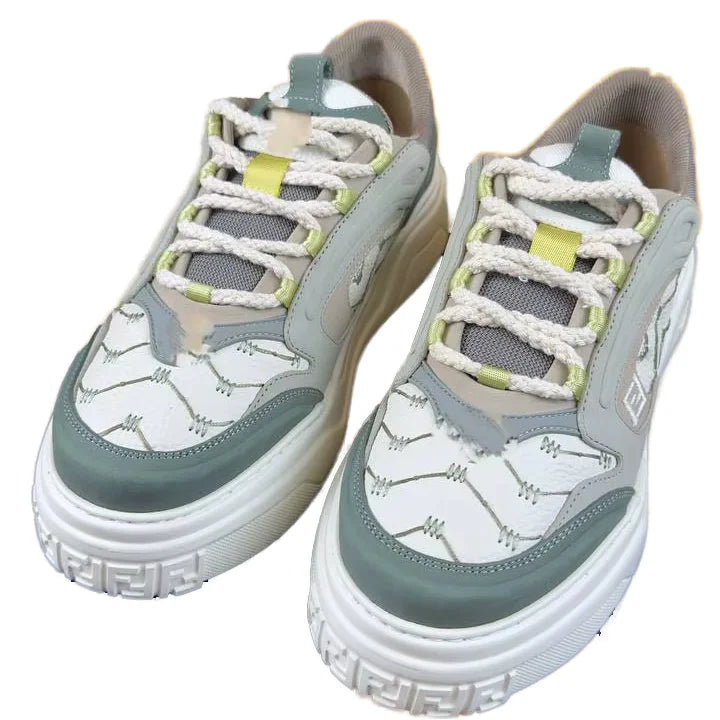 Men Low Cut Genuine Leather Urban Sneakers Box Design Lightweight Comfortable Daily Wear Flexible Sole Lace-Up Walking Shoes