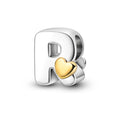 Silver Fashion Letter Series-Letter R Charms Beads Fit Pan Bracelet With Heart Classic Jewelry for Children Weddings Party